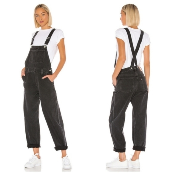 Levi's Slouch Overalls in Loose Cannon Black Grey - Picture 2 of 4